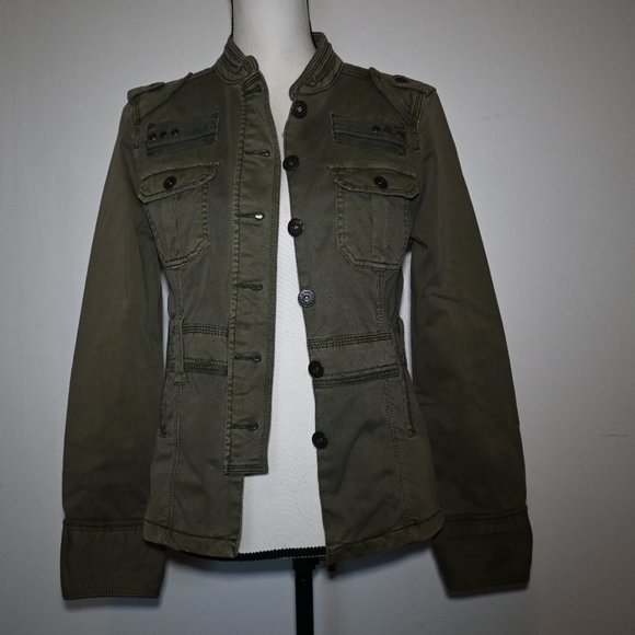 Anthropologie Jackets & Blazers - Marrakech Anthropologie Military Green Denim Stretch Jacket Size M